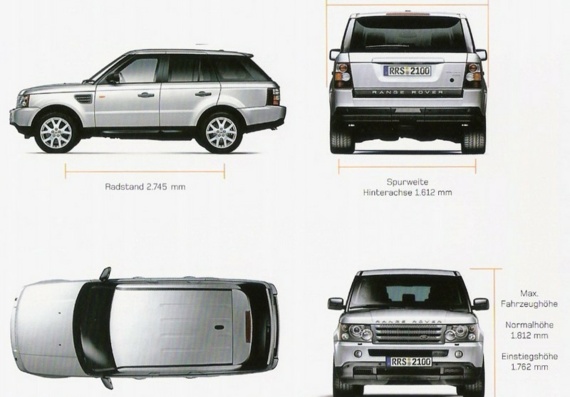 Range Rover Sport (Рендж Ровер Спорт) - чертежи (рисунки) автомобиля